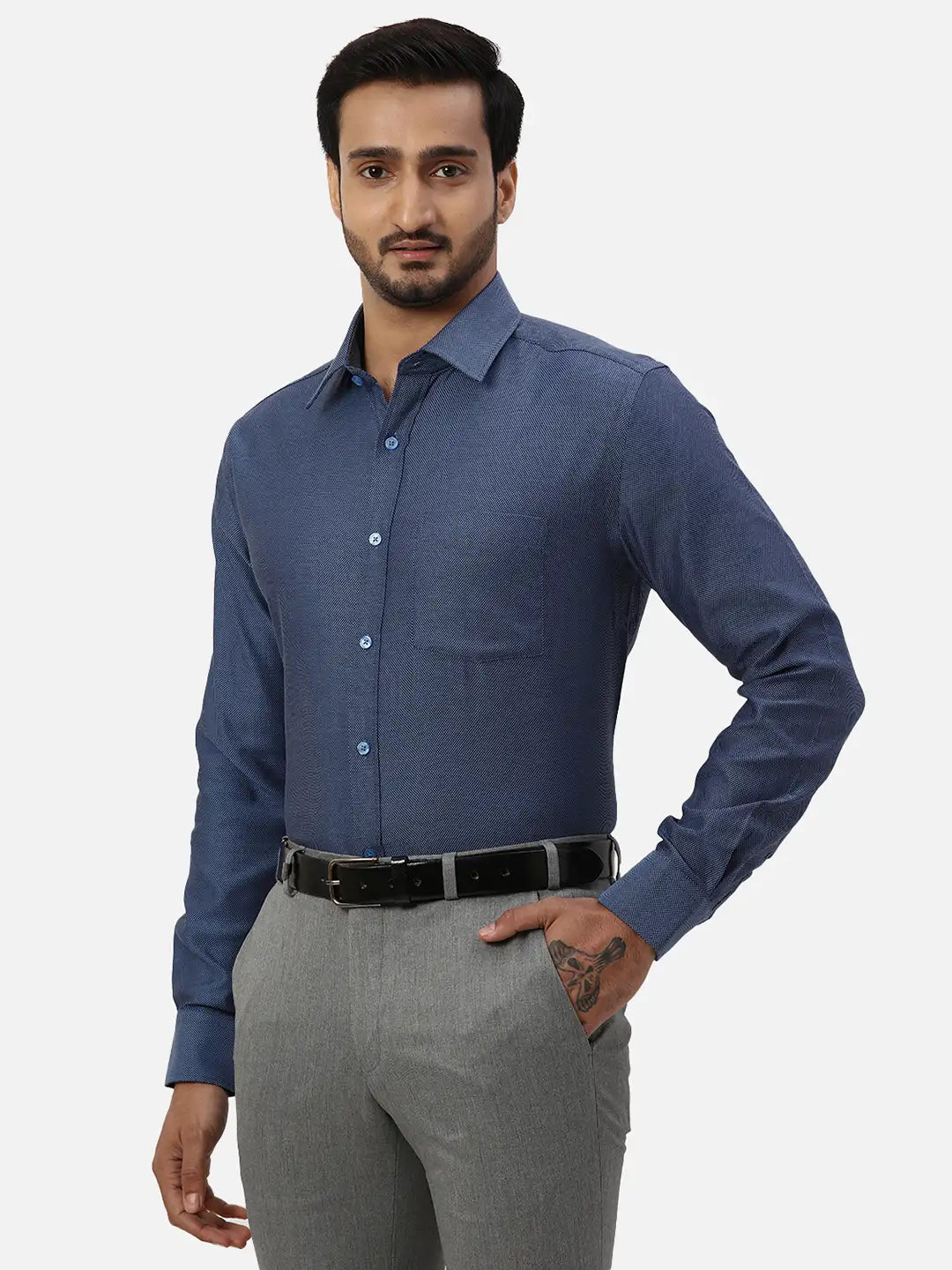 Men Contemporary Fit Green Shirt