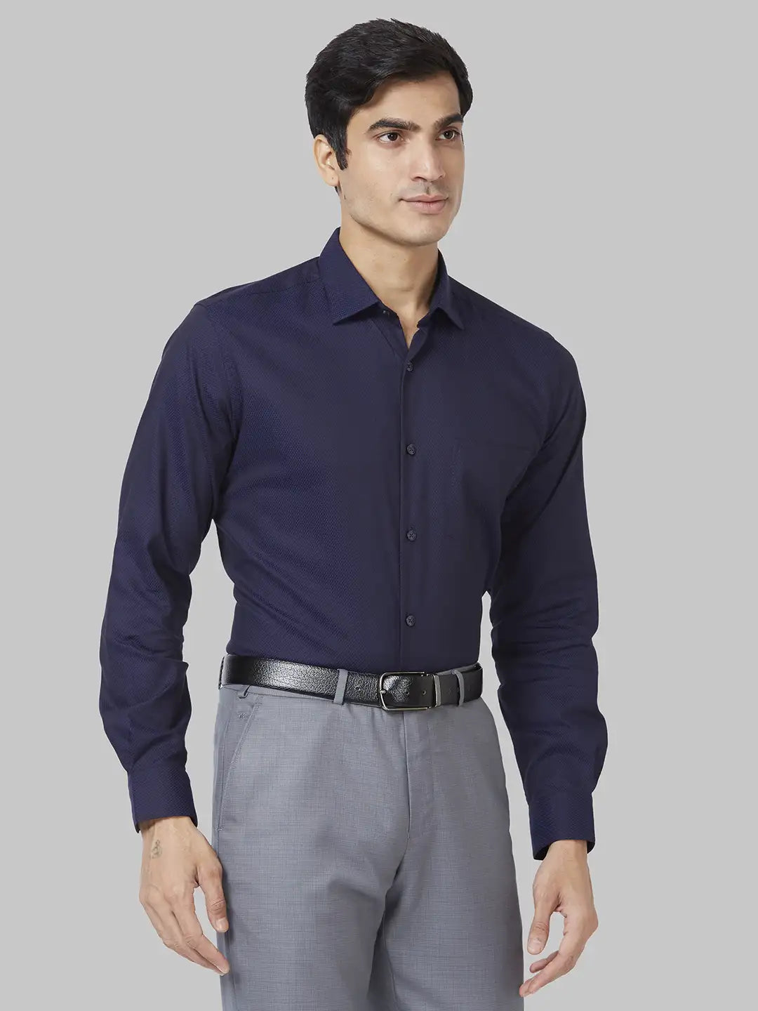 Men Regular Fit Grey Shirt