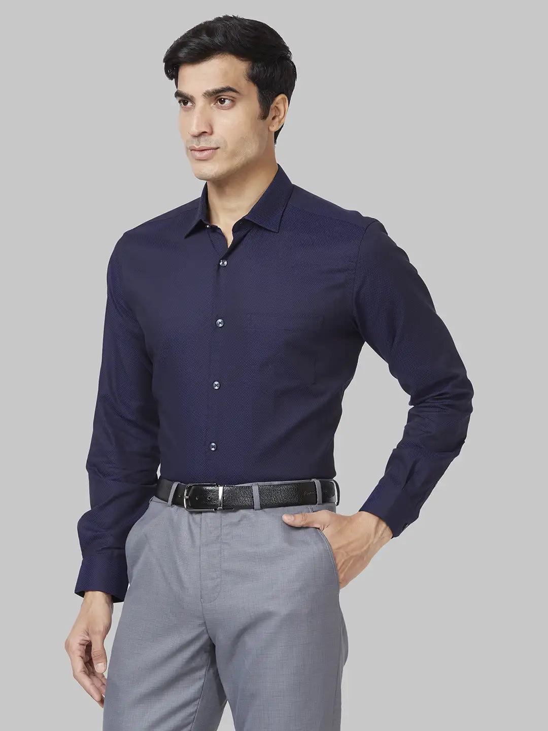 Men Regular Fit Grey Shirt