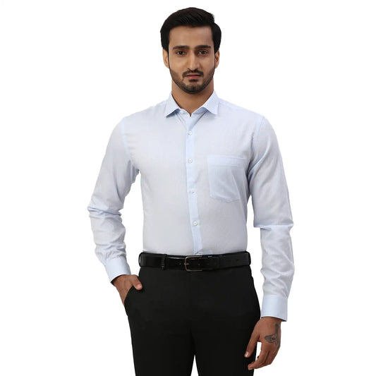 Men White Regular Fit Solid Cotton Blend Full Sleeve Shirts