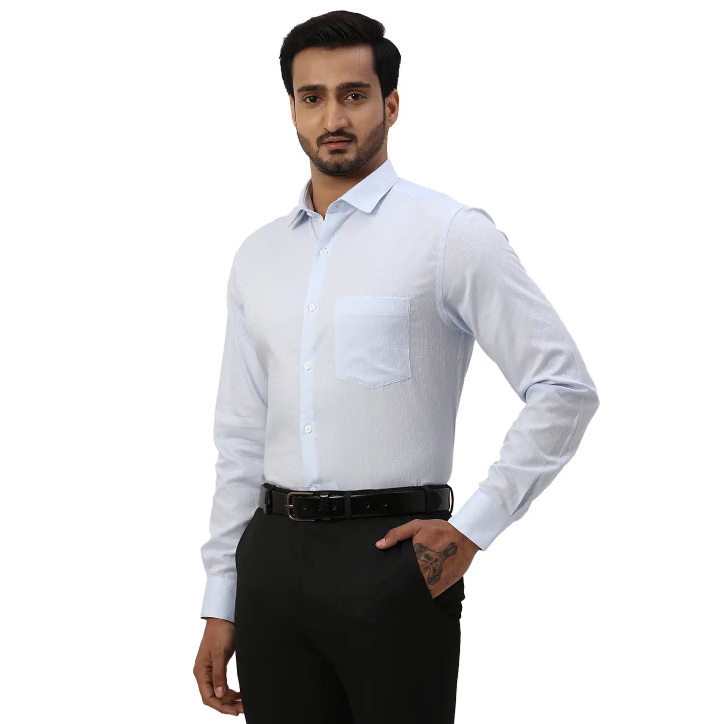 Men White Regular Fit Solid Cotton Blend Full Sleeve Shirts