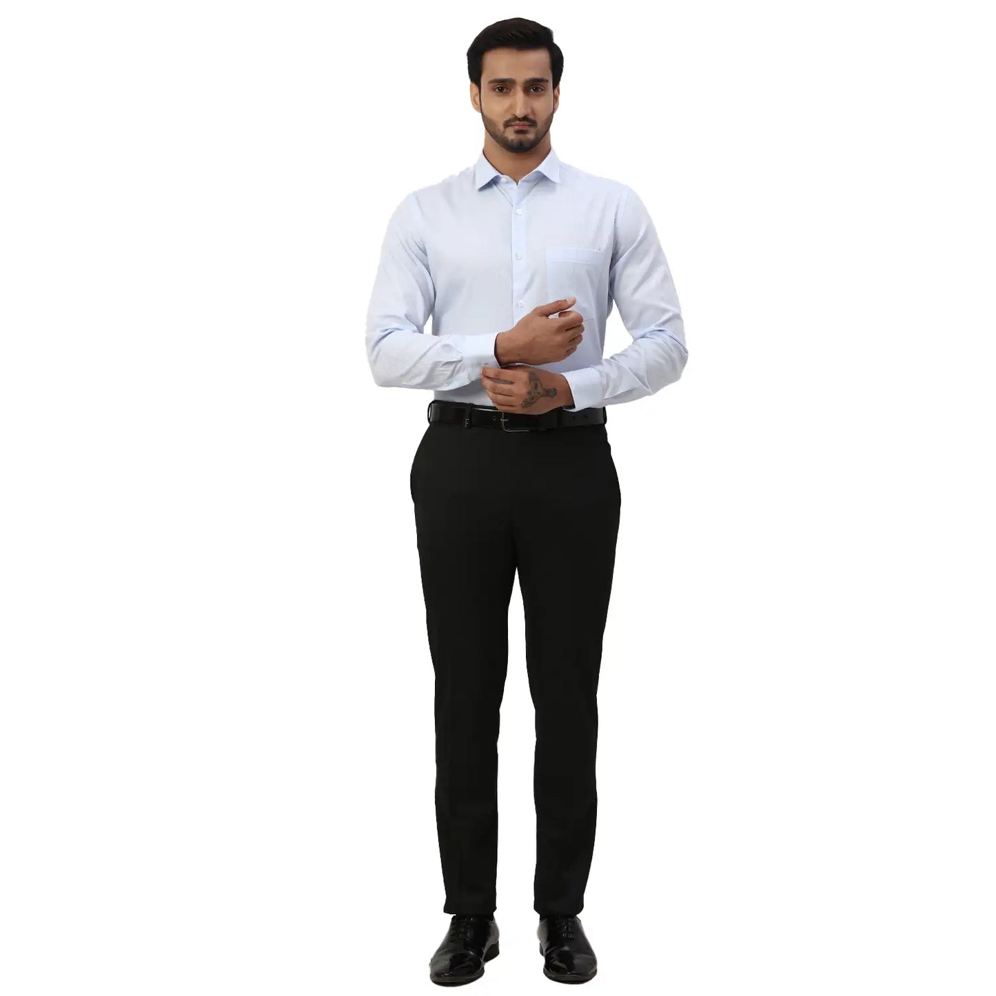 Men White Regular Fit Solid Cotton Blend Full Sleeve Shirts