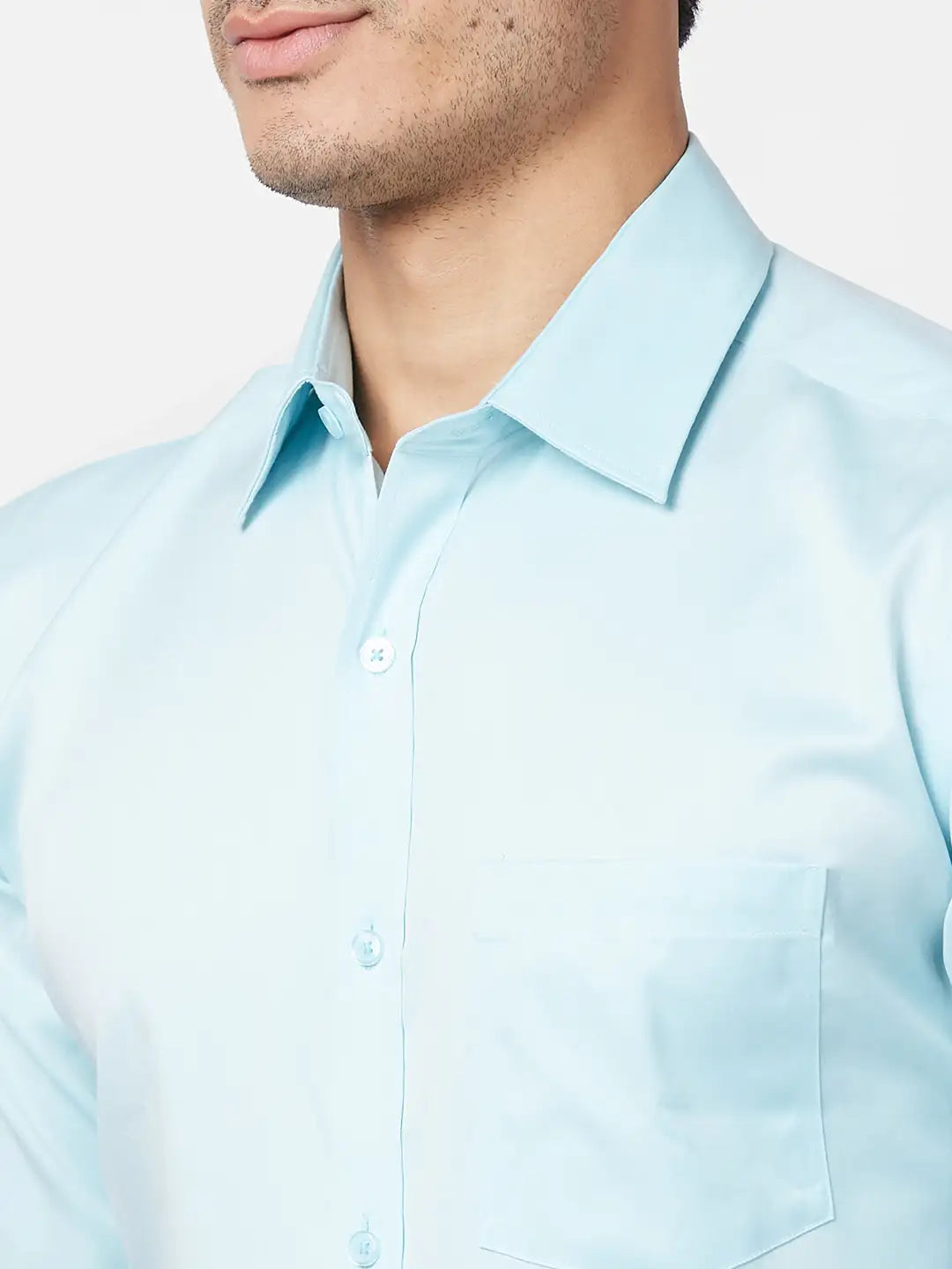 Park Avenue Men Blue Solid Regular Fit Cotton Full Sleeve Ainsley Neck Shirt