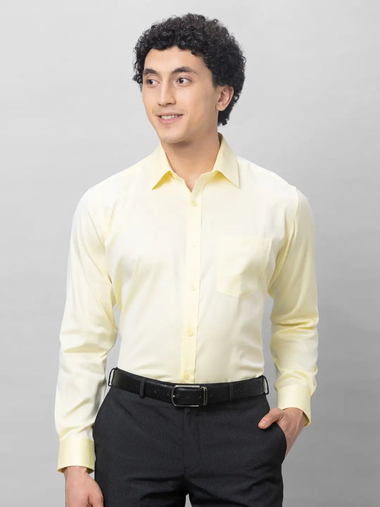 Park Avenue Men Yellow Checks Regular Fit Cotton Full Sleeve Ainsley Collar Shirt