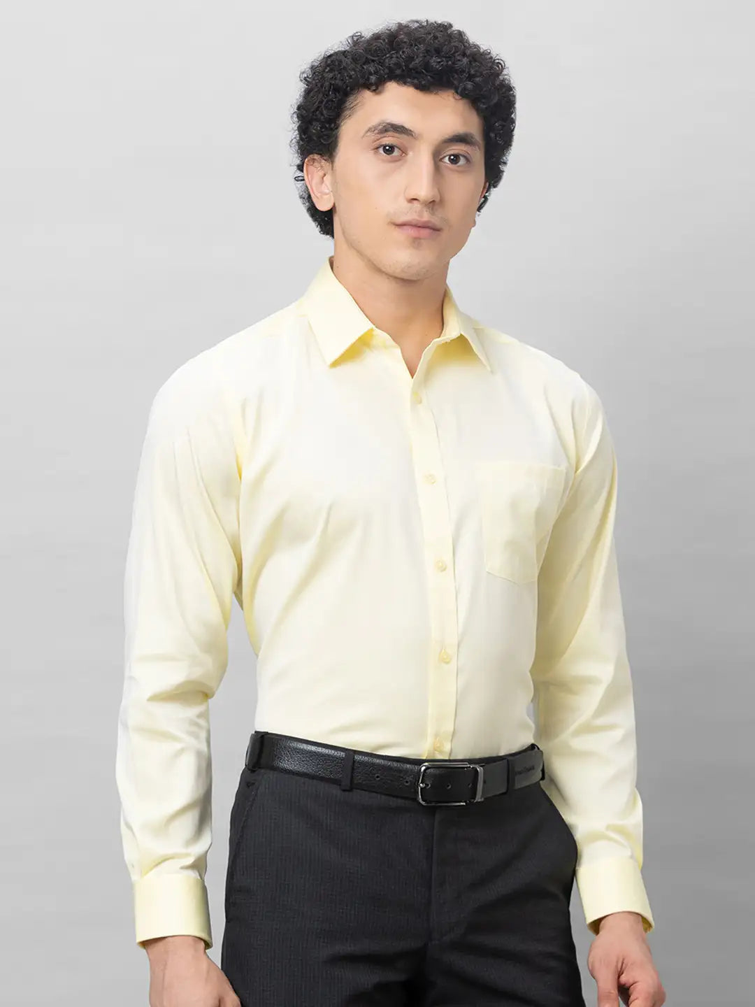 Park Avenue Men Yellow Checks Regular Fit Cotton Full Sleeve Ainsley Collar Shirt