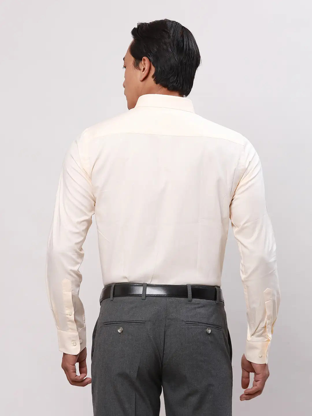 Park Avenue Men Yellow Structure Regular Fit Cotton Full Sleeve Ainsley Neck Shirt