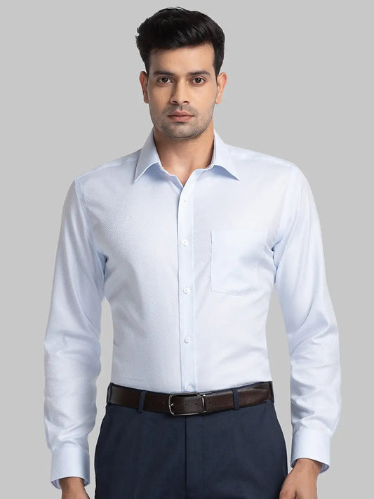 Park Avenue Men Red Structure Regular Fit Cotton Full Sleeve Shirts