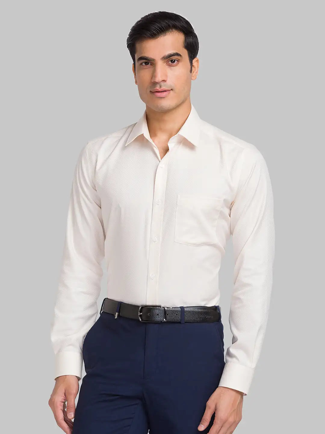 Park Avenue Men Red Structure Regular Fit Cotton Full Sleeve Shirts