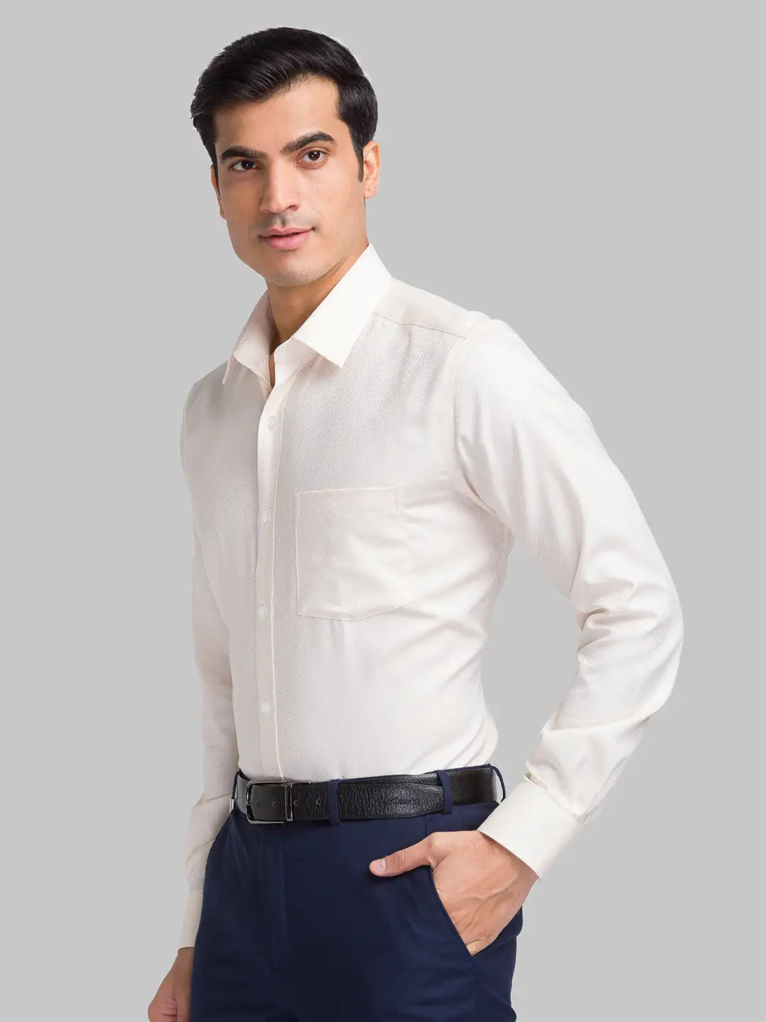 Park Avenue Men Red Structure Regular Fit Cotton Full Sleeve Shirts