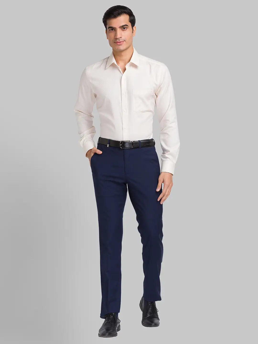 Park Avenue Men Red Structure Regular Fit Cotton Full Sleeve Shirts