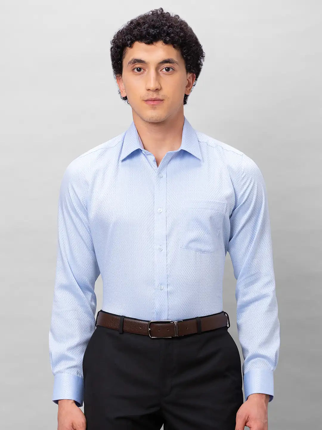 Park Avenue Men Blue Structure Regular Fit Cotton Full Sleeve Ainsley Collar Shirt