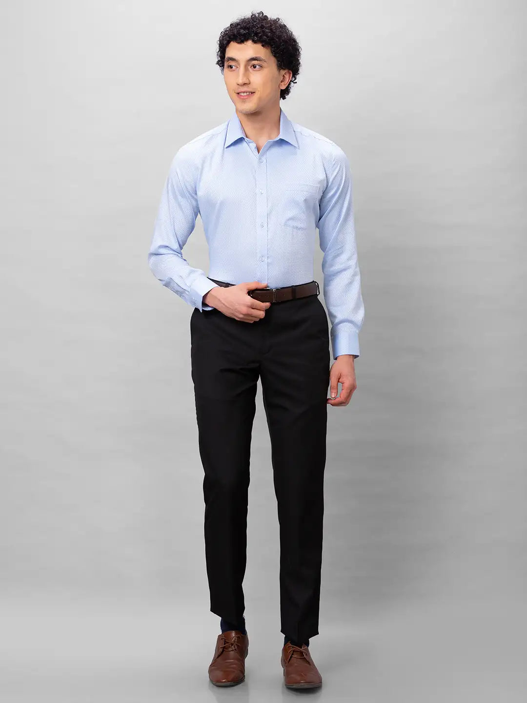 Park Avenue Men Blue Structure Regular Fit Cotton Full Sleeve Ainsley Collar Shirt