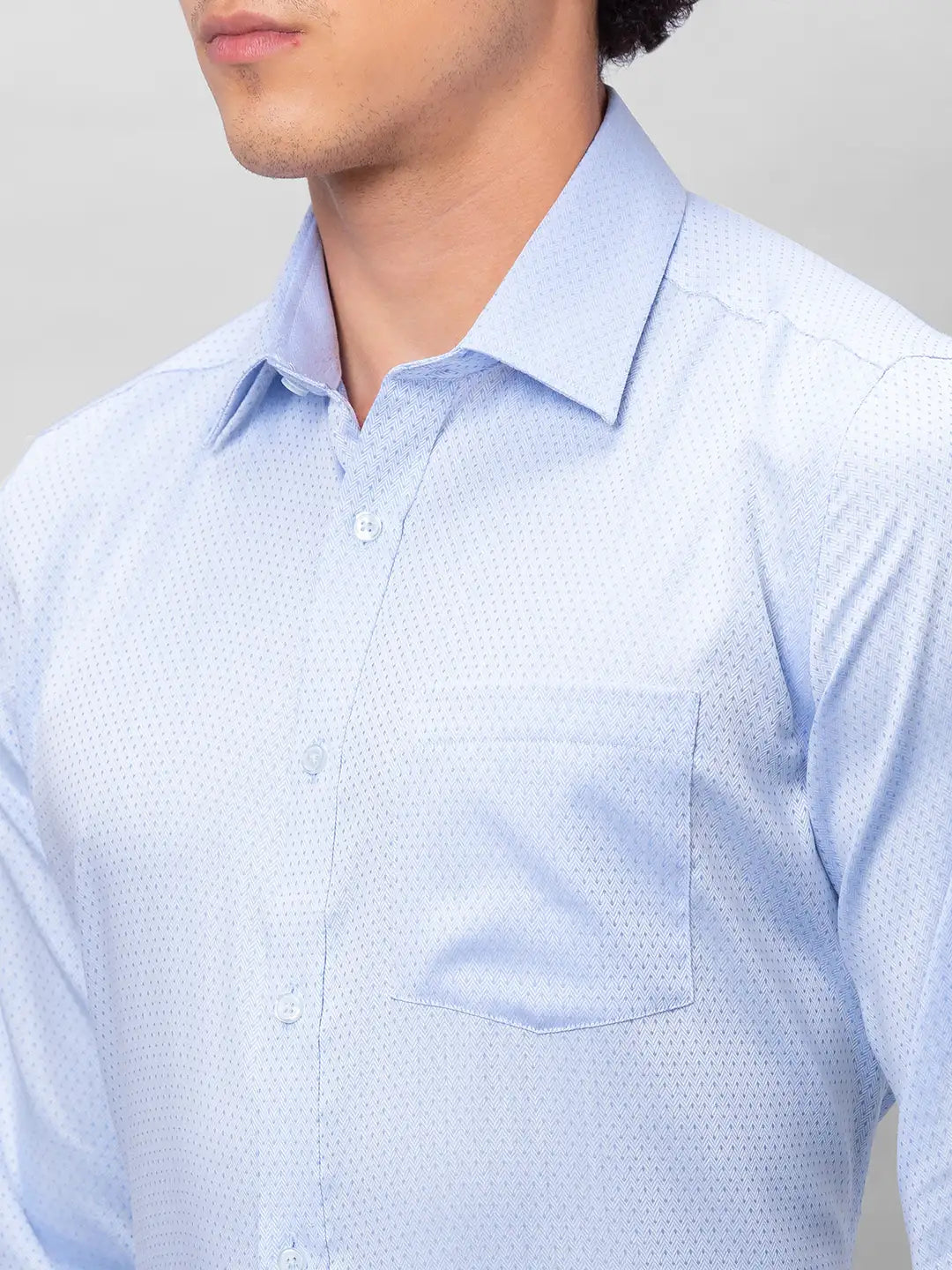 Park Avenue Men Blue Structure Regular Fit Cotton Full Sleeve Ainsley Collar Shirt