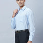 Men Blue Regular Fit Structure Cotton Full Sleeve Shirts