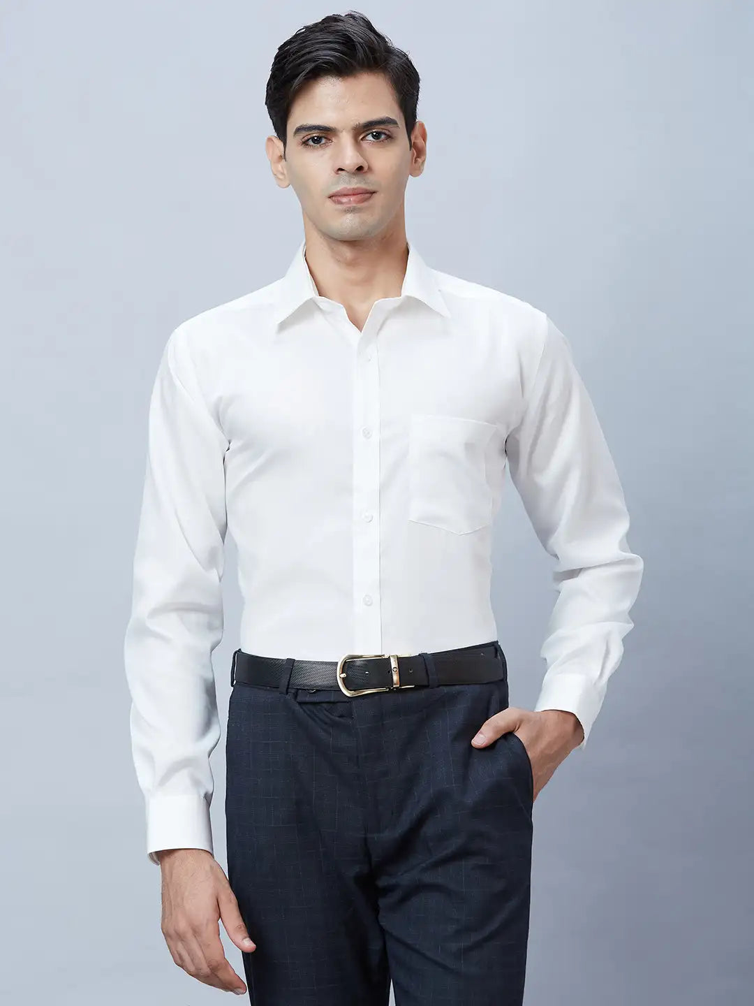 Men Black Regular Fit Structure Cotton Full Sleeve Shirts