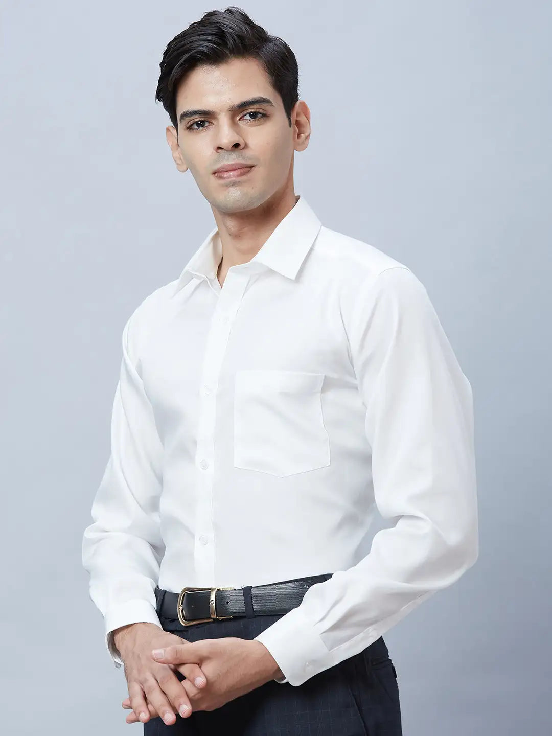 Men Black Regular Fit Structure Cotton Full Sleeve Shirts