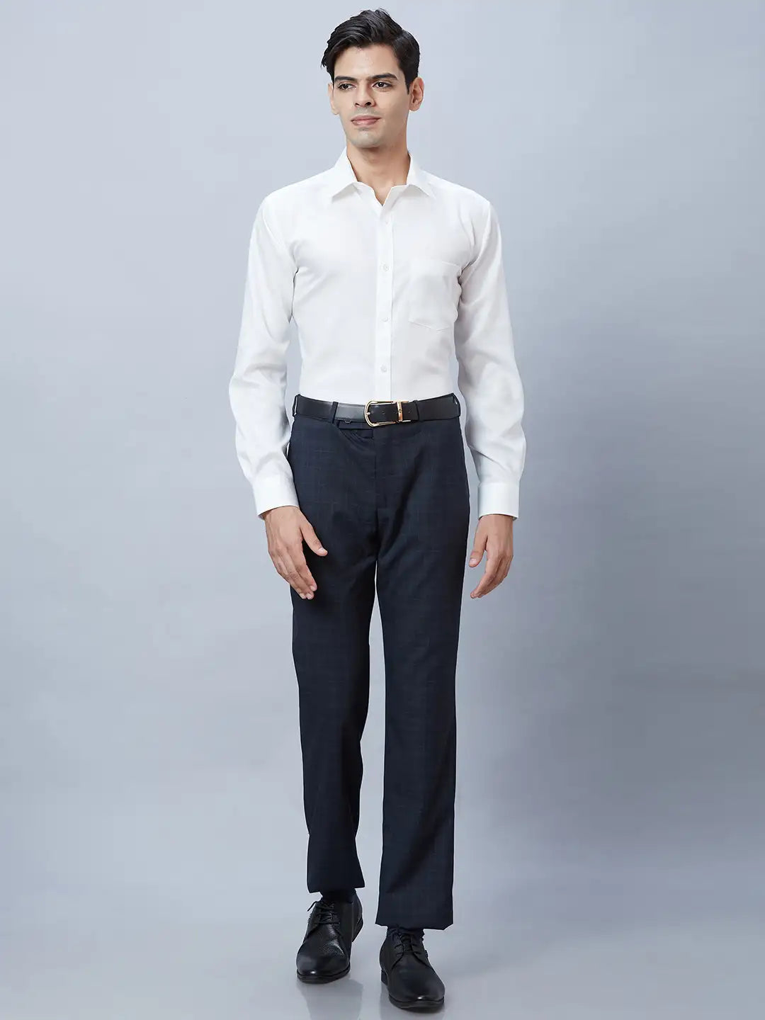 Men Black Regular Fit Structure Cotton Full Sleeve Shirts