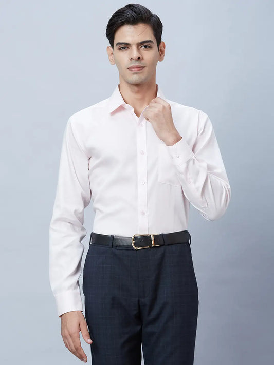 Men Violet Regular Fit Structure Cotton Full Sleeve Shirts