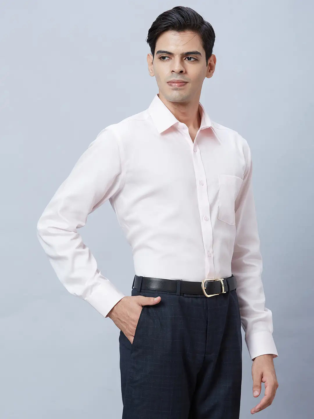 Men Violet Regular Fit Structure Cotton Full Sleeve Shirts