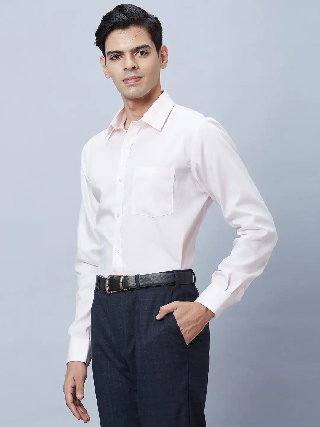 Men Violet Regular Fit Structure Cotton Full Sleeve Shirts