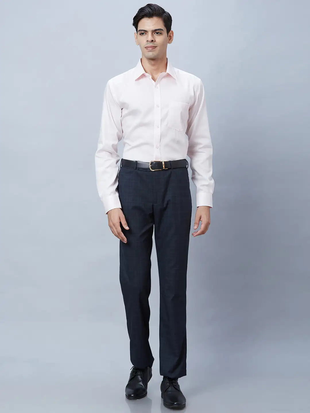 Men Violet Regular Fit Structure Cotton Full Sleeve Shirts