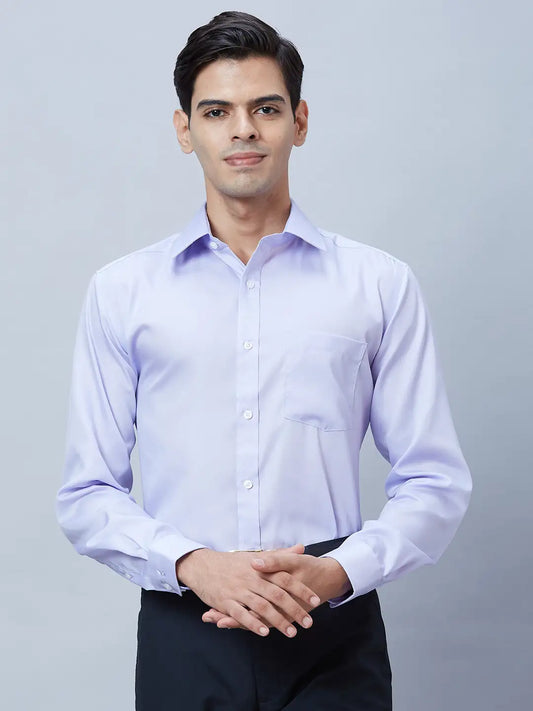 Men White Regular Fit Structure Cotton Full Sleeve Shirts