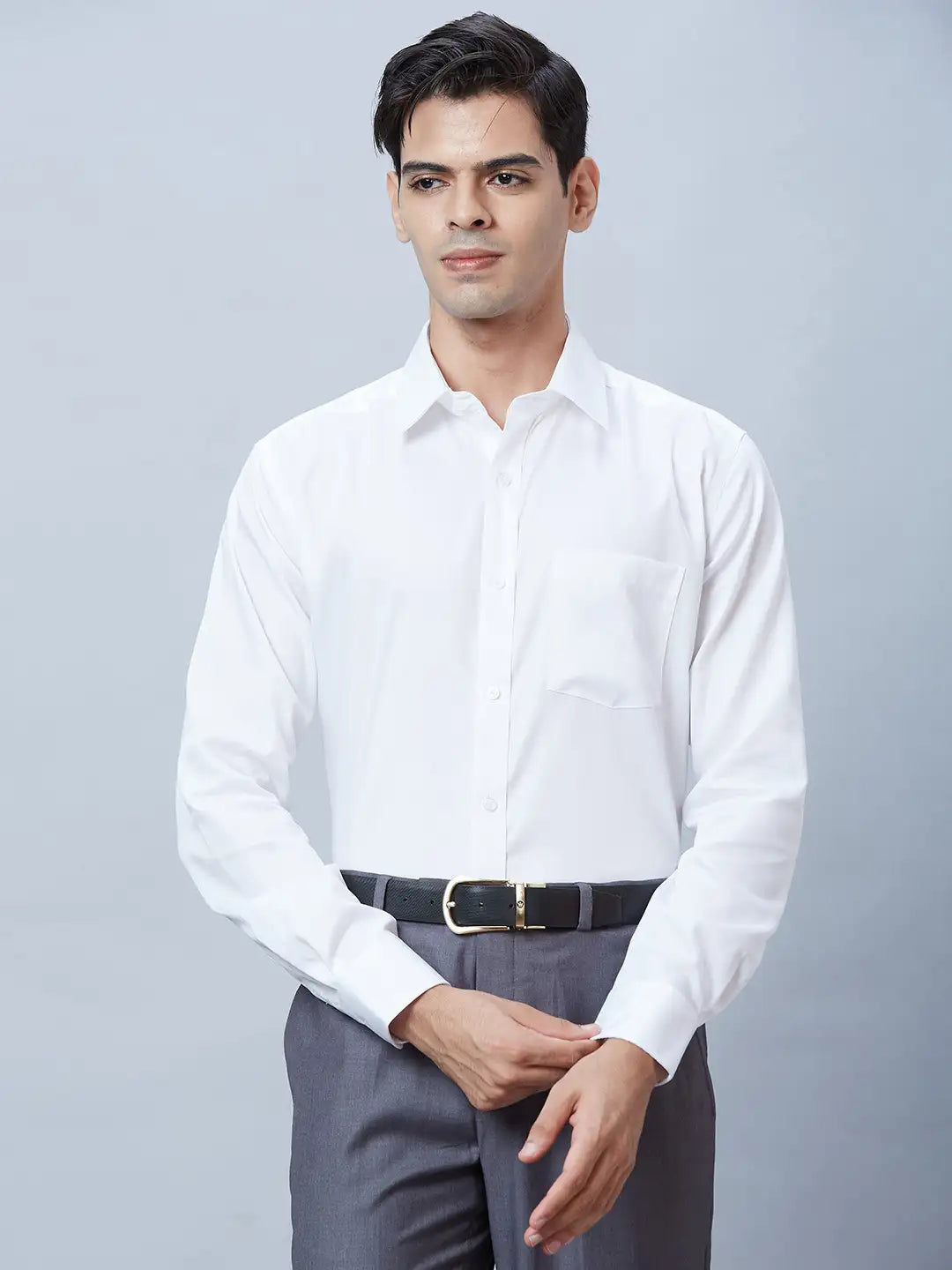 Men Blue Regular Fit Structure Cotton Full Sleeve Shirts