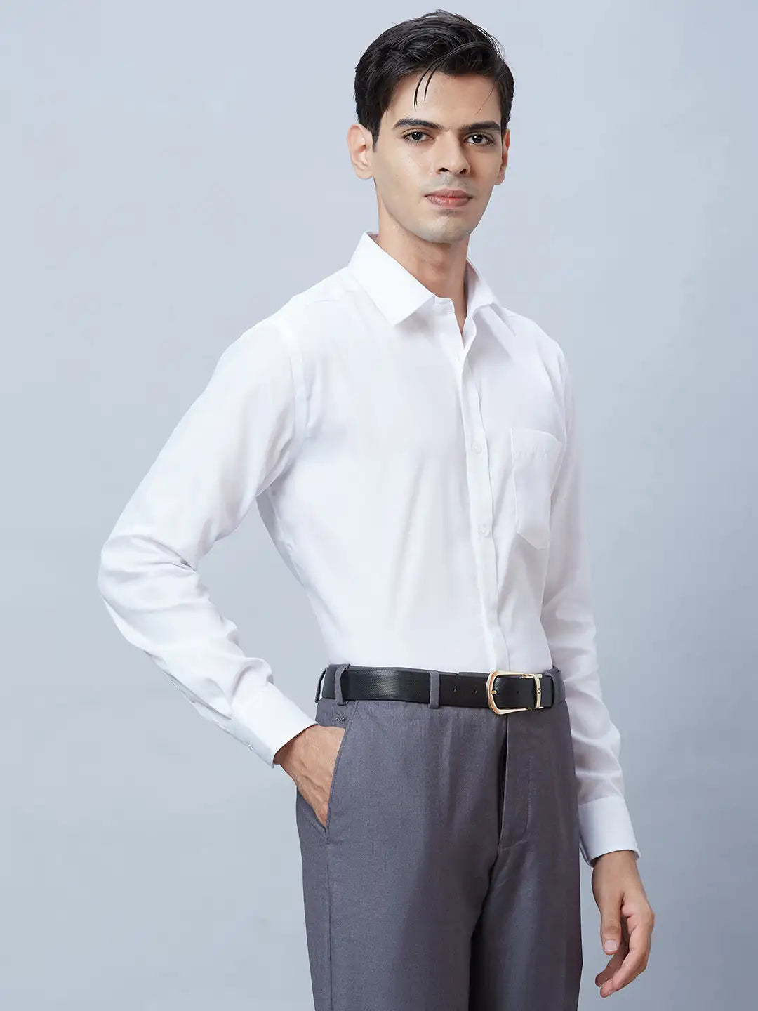 Men Blue Regular Fit Structure Cotton Full Sleeve Shirts