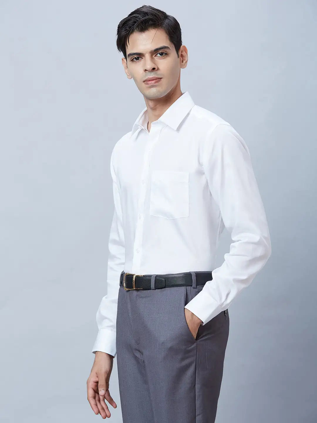 Men Blue Regular Fit Structure Cotton Full Sleeve Shirts