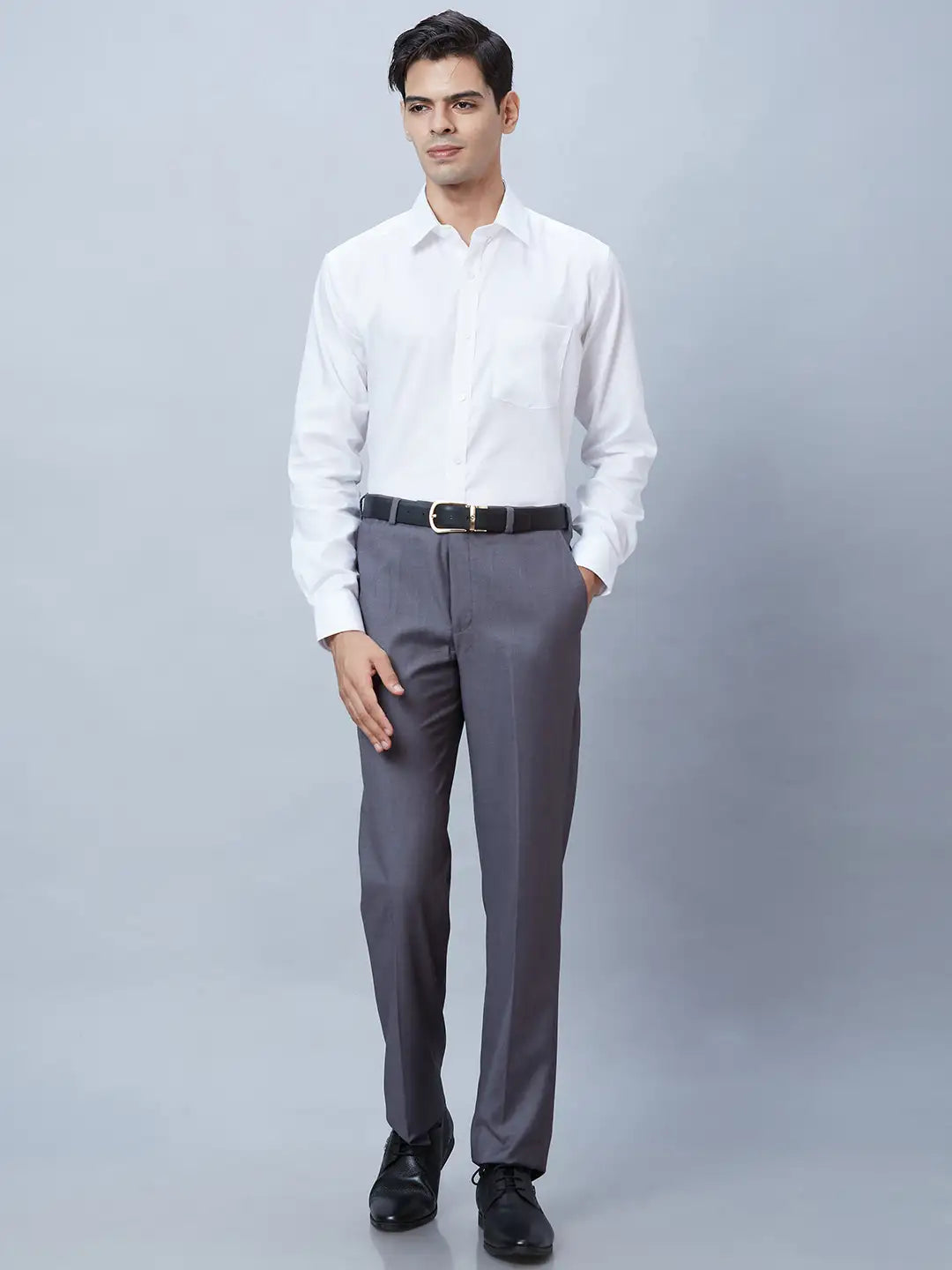 Men Blue Regular Fit Structure Cotton Full Sleeve Shirts