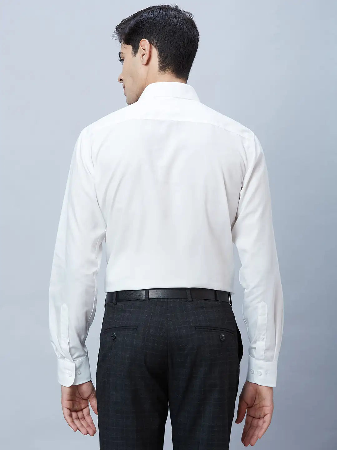 Men White Regular Fit Structure Cotton Full Sleeve Shirts