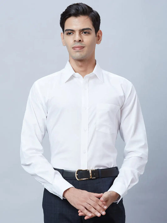 Men Blue Regular Fit Structure Cotton Full Sleeve Shirts