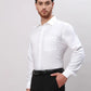 Men White Slim Fit Plain Cotton Mandarin Collar Shirts
