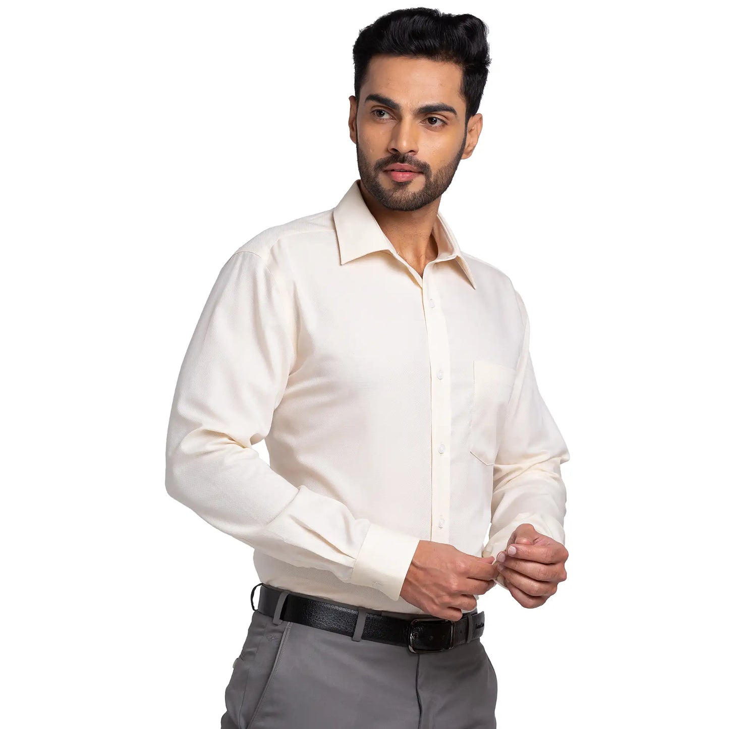 Park Avenue Men Blue Structure Regular Fit Cotton Full Sleeve Ainsley Neck Shirt