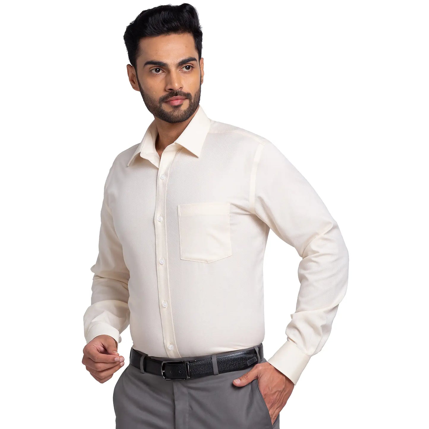 Park Avenue Men Blue Structure Regular Fit Cotton Full Sleeve Ainsley Neck Shirt