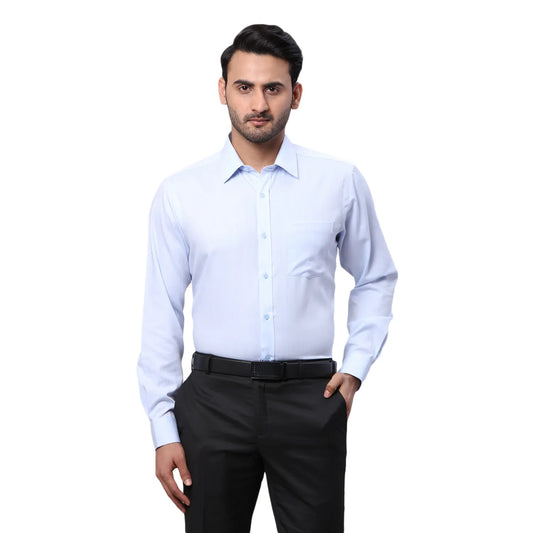 Park Avenue Men Blue Structure Regular Fit Cotton Full Sleeve Ainsley Collar Shirt