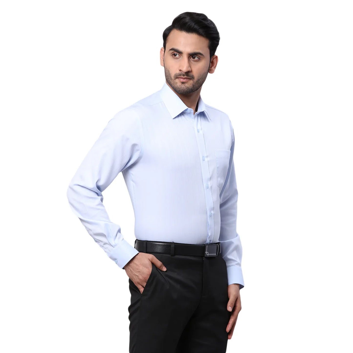 Park Avenue Men Blue Structure Regular Fit Cotton Full Sleeve Ainsley Collar Shirt