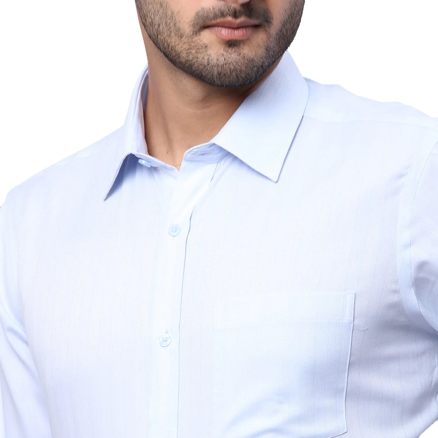Park Avenue Men Blue Structure Regular Fit Cotton Full Sleeve Ainsley Collar Shirt