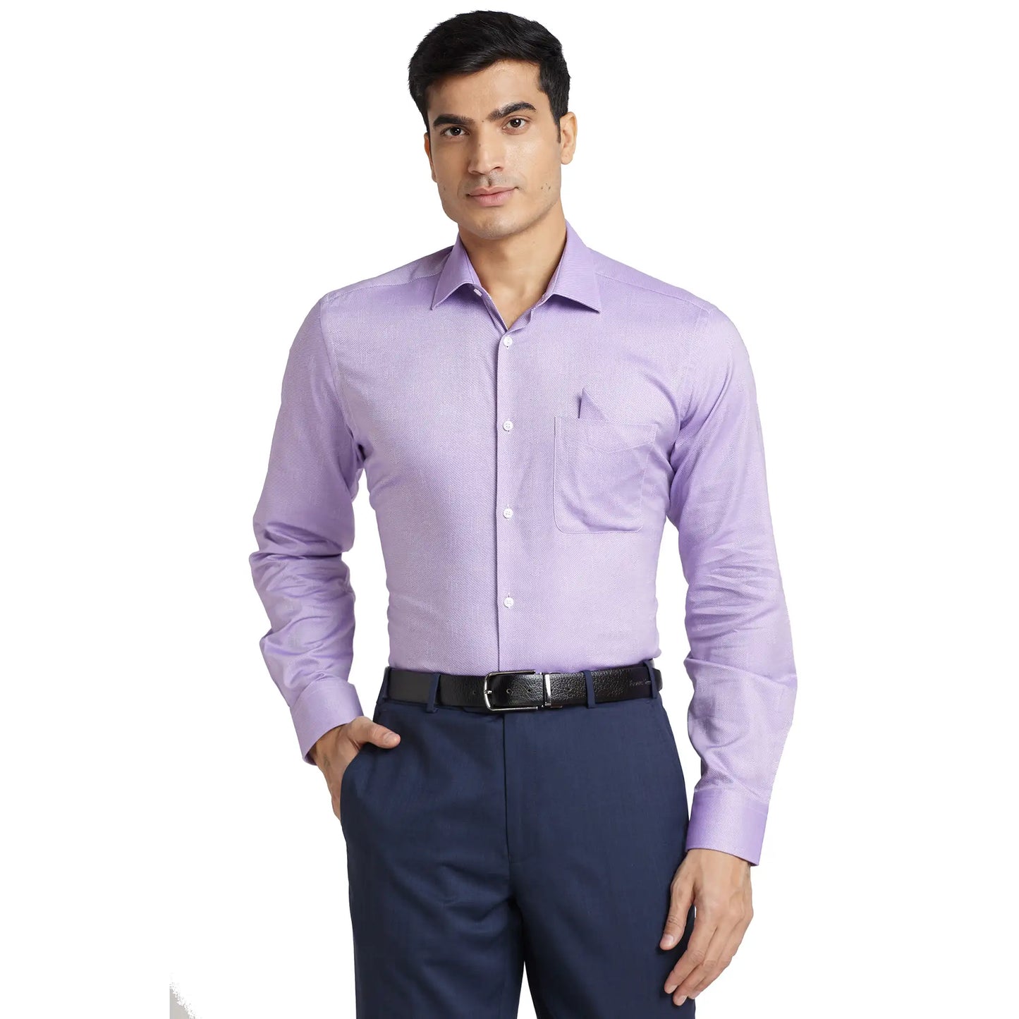 Park Avenue Men Blue Checks Regular Fit Cotton Full Sleeve Ainsley Neck Shirt