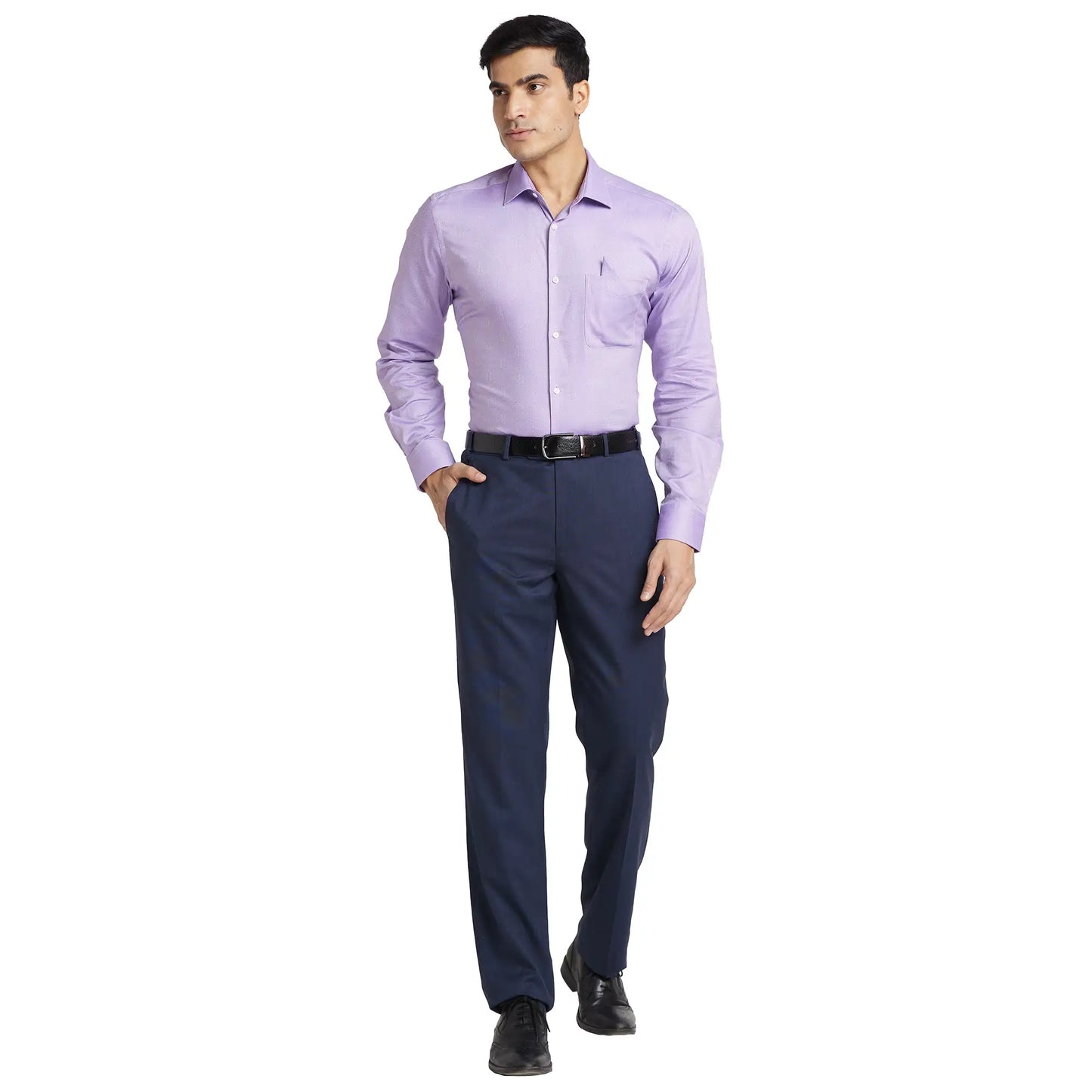 Park Avenue Men Blue Checks Regular Fit Cotton Full Sleeve Ainsley Neck Shirt