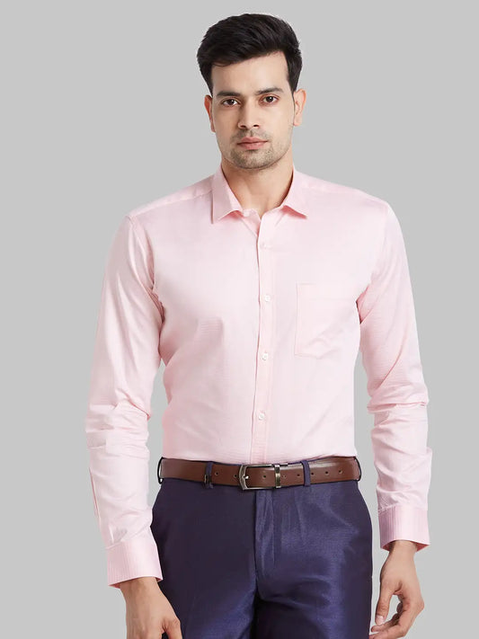 Park Avenue Men Violet Structure Regular Fit Cotton Full Sleeve Ainsley Collar Shirt