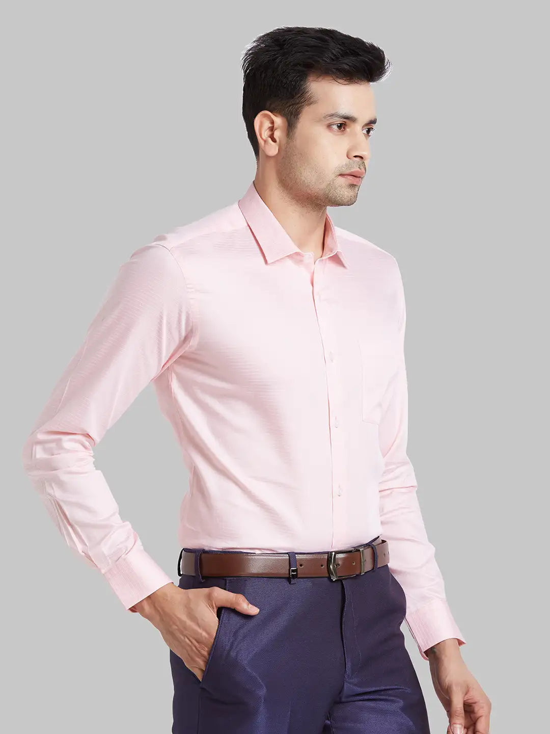 Park Avenue Men Violet Structure Regular Fit Cotton Full Sleeve Ainsley Collar Shirt