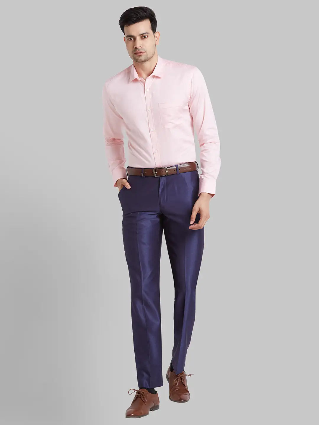 Park Avenue Men Violet Structure Regular Fit Cotton Full Sleeve Ainsley Collar Shirt