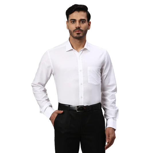 Park Avenue Men Blue Structure Regular Fit Cotton Full Sleeve Ainsley Collar Shirt