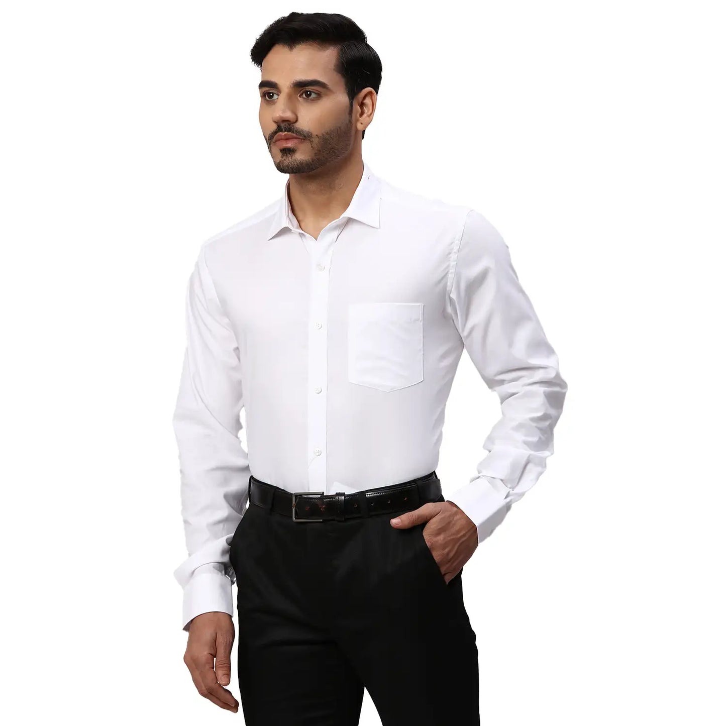 Park Avenue Men Blue Structure Regular Fit Cotton Full Sleeve Ainsley Collar Shirt