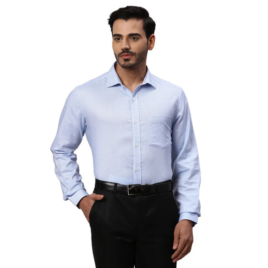 Park Avenue Men Blue Structure Regular Fit Cotton Full Sleeve Ainsley Collar Shirt