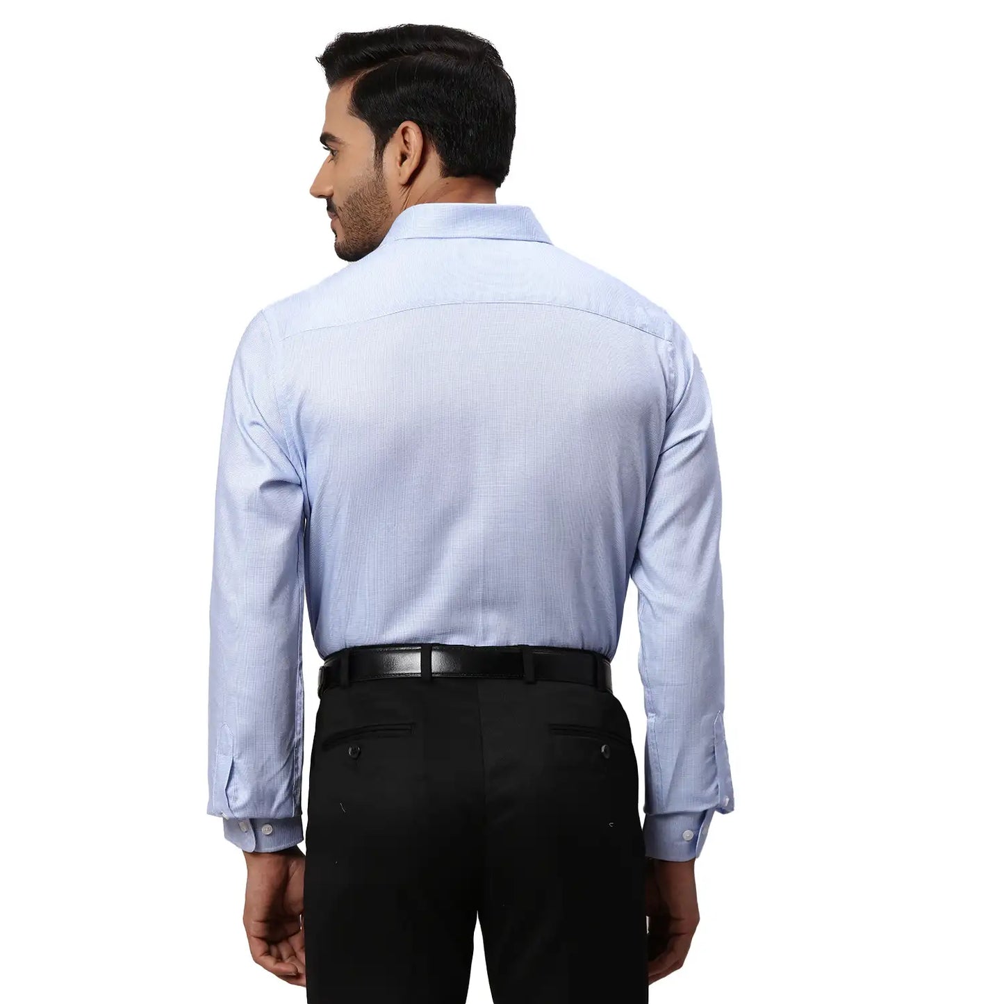 Park Avenue Men Blue Structure Regular Fit Cotton Full Sleeve Ainsley Collar Shirt