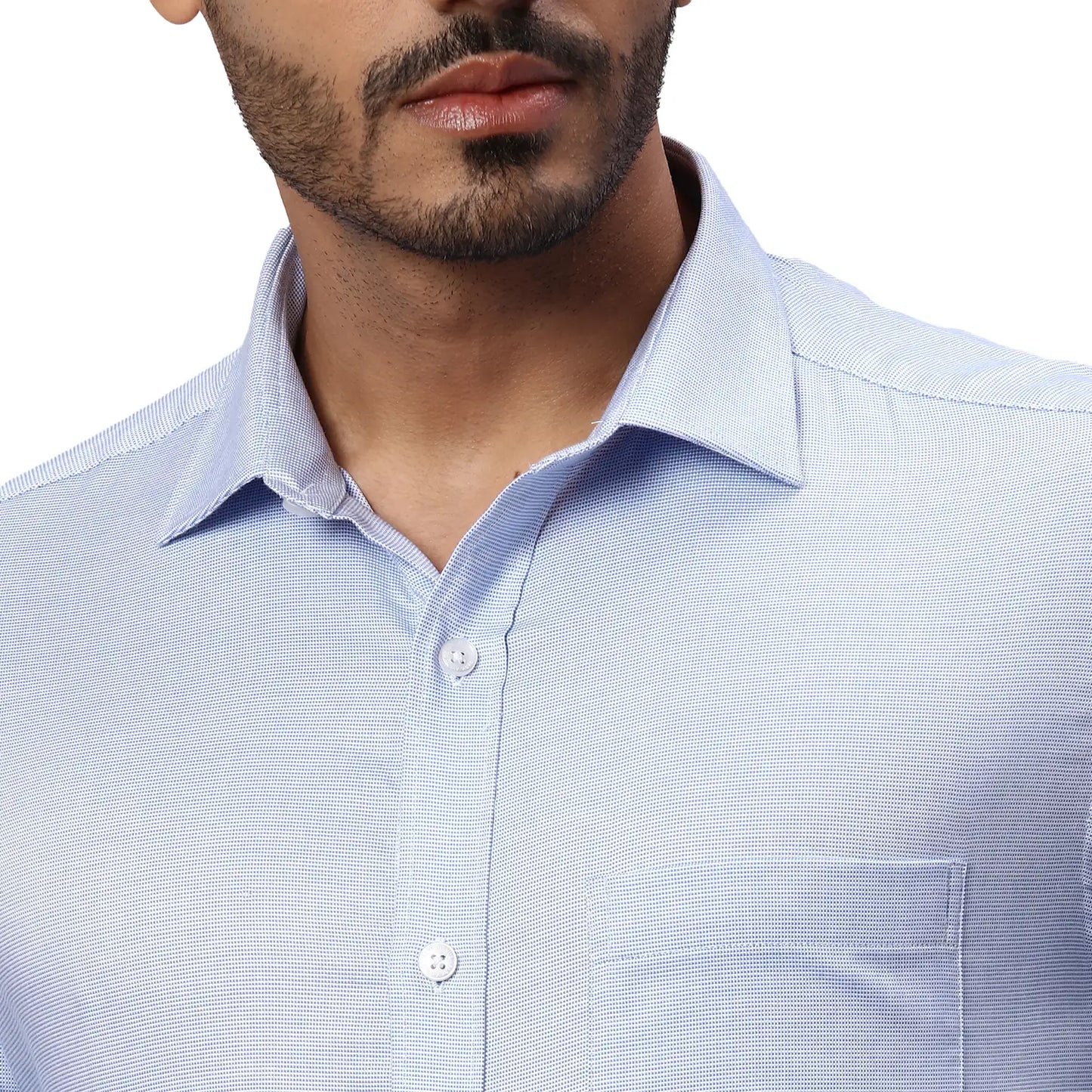 Park Avenue Men Blue Structure Regular Fit Cotton Full Sleeve Ainsley Collar Shirt