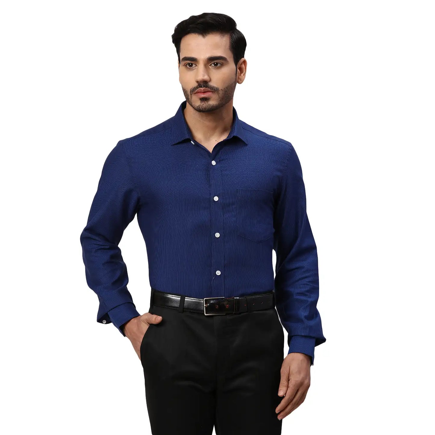 Park Avenue Men Maroon Structure Regular Fit Cotton Full Sleeve Ainsley Collar Shirt