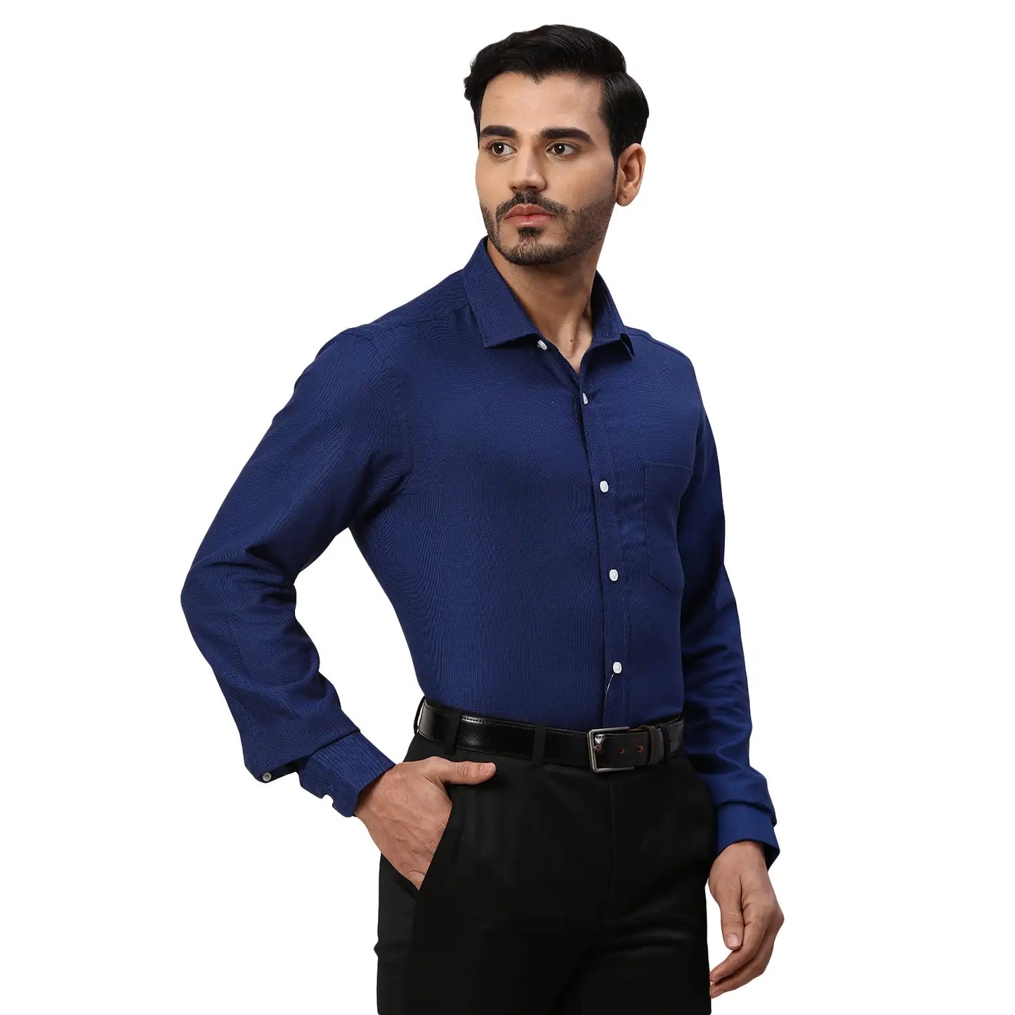 Park Avenue Men Maroon Structure Regular Fit Cotton Full Sleeve Ainsley Collar Shirt